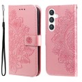 For Samsung Galaxy S24 7-petal Flowers Embossing Leather Phone Case(Rose Gold)