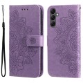For Samsung Galaxy A25 5G Global 7-petal Flowers Embossing Leather Phone Case(Light Purple)