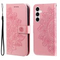 For Samsung Galaxy A35 7-petal Flowers Embossing Leather Phone Case(Rose Gold)