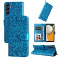 For Samsung Galaxy A15 Embossed Sunflower Leather Phone Case(Blue)