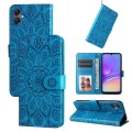 For Samsung Galaxy A05 Embossed Sunflower Leather Phone Case(Blue)
