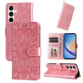 For Samsung Galaxy A35 Embossed Sunflower Leather Phone Case(Rose Gold)