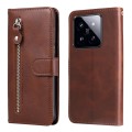 For Xiaomi 14 Pro Fashion Calf Texture Zipper Leather Phone Case(Brown)