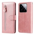 For Xiaomi 14 Fashion Calf Texture Zipper Leather Phone Case(Rose Gold)