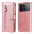 For Xiaomi Redmi K70 / K70 Pro Fashion Calf Texture Zipper Leather Phone Case(Rose Gold)