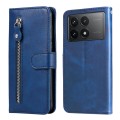 For Xiaomi Redmi K70 / K70 Pro Fashion Calf Texture Zipper Leather Phone Case(Blue)