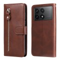 For Xiaomi Redmi K70 / K70 Pro Fashion Calf Texture Zipper Leather Phone Case(Brown)