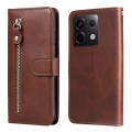 For Xiaomi Redmi Note13 Pro 5G Global Fashion Calf Texture Zipper Leather Phone Case(Brown)