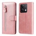 For Xiaomi Redmi Note13 5G Global Fashion Calf Texture Zipper Leather Phone Case(Rose Gold)