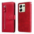 For Xiaomi Redmi Note13 4G Fashion Calf Texture Zipper Leather Phone Case(Red)