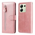 For Xiaomi Redmi Note13 4G Fashion Calf Texture Zipper Leather Phone Case(Rose Gold)