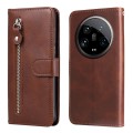For Xiaomi 14 Ultra Fashion Calf Texture Zipper Leather Phone Case(Brown)