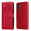 For Samsung Galaxy A15 Fashion Calf Texture Zipper Leather Phone Case(Red)