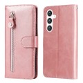 For Samsung Galaxy S24 Fashion Calf Texture Zipper Leather Phone Case(Rose Gold)