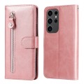 For Samsung Galaxy S24 Ultra Fashion Calf Texture Zipper Leather Phone Case(Rose Gold)