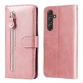 For Samsung Galaxy A55 Fashion Calf Texture Zipper Leather Phone Case(Rose Gold)