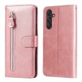 For Samsung Galaxy M55 5G Fashion Calf Texture Zipper Leather Phone Case(Rose Gold)