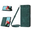 For Samsung Galaxy A25 5G Skin Feel Stripe Pattern Leather Phone Case with Long Lanyard(Green)