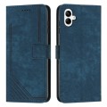 For Samsung Galaxy A05 Skin Feel Stripe Pattern Leather Phone Case with Long Lanyard(Blue)