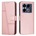 For Infinix Note 40 Stitching Calf Texture Buckle Leather Phone Case(Rose Gold)