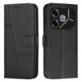 For Tecno Pova 6 Stitching Calf Texture Buckle Leather Phone Case(Black)