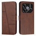 For Tecno Pova 6 Stitching Calf Texture Buckle Leather Phone Case(Brown)