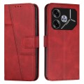 For Tecno Pova 6 Stitching Calf Texture Buckle Leather Phone Case(Red)