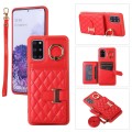 For Samsung Galaxy S20+ Horizontal Card Bag Ring Holder Phone Case with Dual Lanyard(Red)