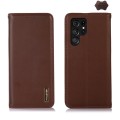 For Samsung Galaxy S24 Ultra KHAZNEH Nappa Top Layer Cowhide Leather Phone Case(Brown)