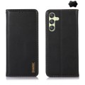 For Samsung Galaxy A25 5G Global KHAZNEH Nappa Top Layer Cowhide Leather Phone Case(Black)