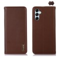 For Samsung Galaxy A35 5G KHAZNEH Nappa Top Layer Cowhide Leather Phone Case(Brown)