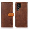 For Samsung Galaxy S24 Ultra 5G KHAZNEH Dual-color Cowhide Texture Flip Leather Phone Case(Brown)