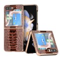 For Samsung Galaxy Z Flip5 Genuine Leather Weilai Series Nano Electroplating Phone Case(Coffee)