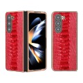 For Samsung Galaxy Z Fold5 Genuine Leather Weilai Series Nano Electroplating Phone Case(Red)