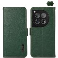 For OnePlus 12 KHAZNEH Side-Magnetic Litchi Genuine Leather RFID Phone Case(Green)