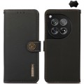 For OnePlus 12 KHAZNEH Custer Genuine Leather RFID Phone Case(Black)