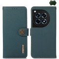 For OnePlus 12R KHAZNEH Custer Genuine Leather RFID Phone Case(Green)