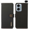 For Motorola Moto G24 KHAZNEH Custer Genuine Leather RFID Phone Case(Black)