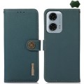 For Motorola Moto G24 KHAZNEH Custer Genuine Leather RFID Phone Case(Green)