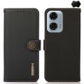 For Motorola Moto G34 KHAZNEH Custer Genuine Leather RFID Phone Case(Black)