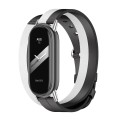 For Xiaomi Mi Band 8 Mijobs Double-Loop Leather Watch Band(Black+White+Silver)