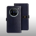 For vivo X100 Pro idewei Crocodile Texture Leather Phone Case(Dark Blue)