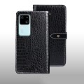 For vivo V30 idewei Crocodile Texture Leather Phone Case(Black)