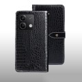 For Xiaomi Redmi Note 13 5G idewei Crocodile Texture Leather Phone Case(Black)