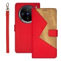For vivo X100 Pro idewei Two-color Splicing Leather Phone Case(Red)