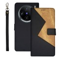 For vivo X100 Pro idewei Two-color Splicing Leather Phone Case(Black)