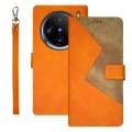 For vivo X100 Pro idewei Two-color Splicing Leather Phone Case(Orange)