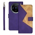 For vivo X100 Pro idewei Two-color Splicing Leather Phone Case(Purple)