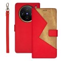 For vivo X100 idewei Two-color Splicing Leather Phone Case(Red)