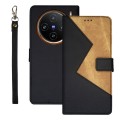 For vivo X100 idewei Two-color Splicing Leather Phone Case(Black)